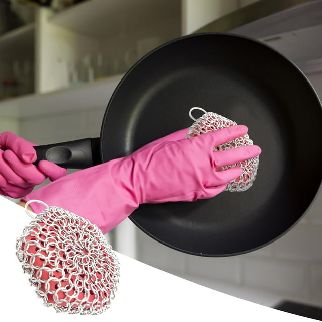 Xihbxyly Fregadero de Acero Inoxidable, Diseño de Malla 316, Eliminación Eficaz de Grasa, Limpieza Rápida para Woks, Sartenes, Piedras para Pizza, Planchas de Hierro, Artículos Esenciales de Cocina,
