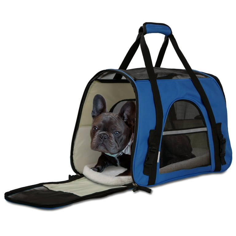 Soft-Sided Kennel Pets Carrier for Small Dogs Cats, Puppy, Airline Approved Cat  Carriers Dog Carrier Collapsible Travel Handbag & Car Seat (Large 19 x 11  x 11 Floral Print Blue)