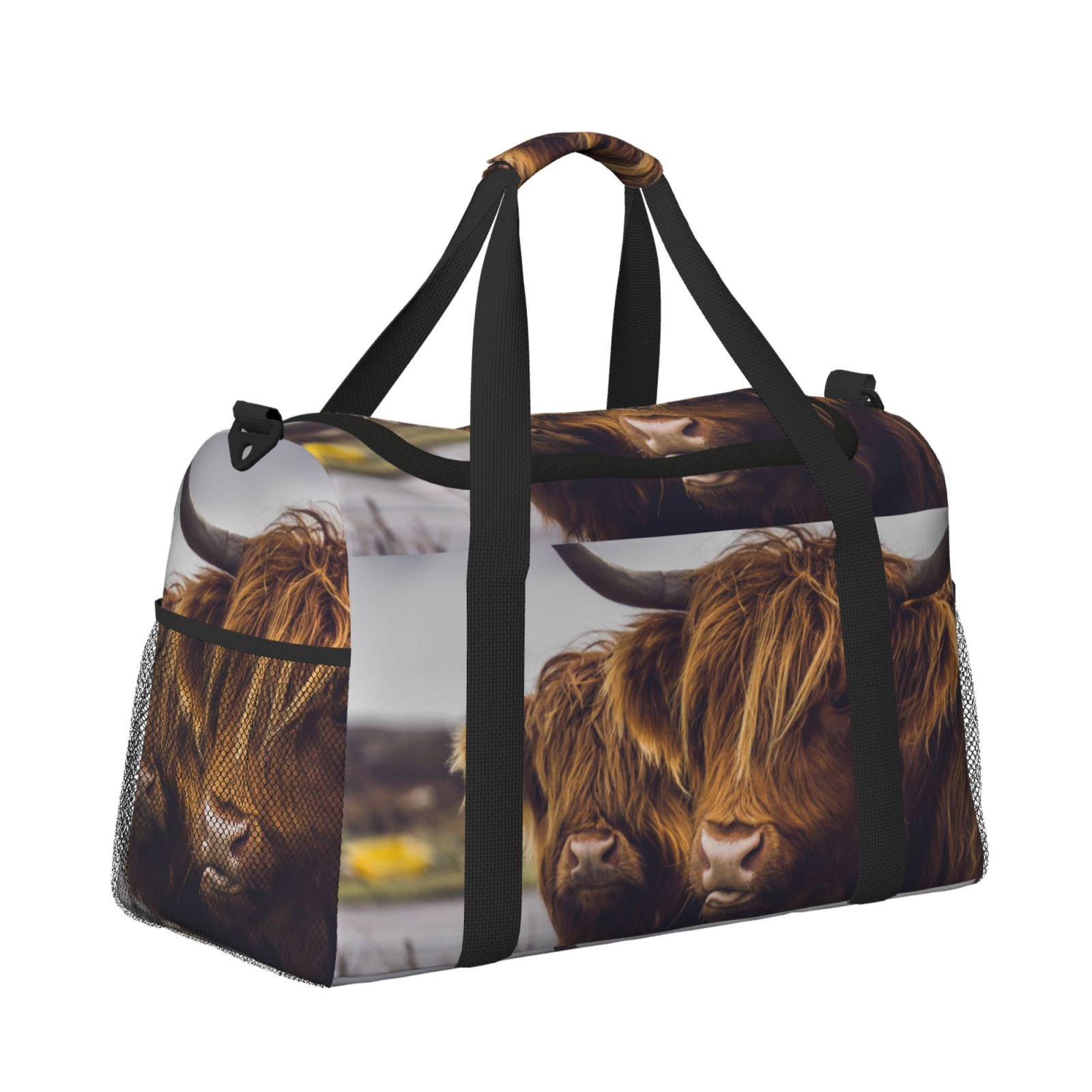 Horeoi Portrait Of Cow With Its Baby Cow for Travel Duffle Bag with Adjustable Strap - Large Capacity Hand Carry for Gym Sports Outdoor