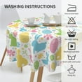 thumbnail image 6 of Cute Eggs Bunnies Round Table Cloth,Easter Flowers Tablecloths Waterproof Stain-Resistant Oil-Proof Wrinkle 60 Inch Table Cover Dinner Kitchen Decor, 6 of 6