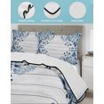 thumbnail image 3 of Full Size Quilt Bedding Set, Blue Eucalyptus Leaves Reversible Summer Quilt 3 Pieces, Rustic Botanical Vines Wooden Grain Lightweight Bedspreads Coverlets with 2 Pillow Shams for All Seasons, 3 of 5