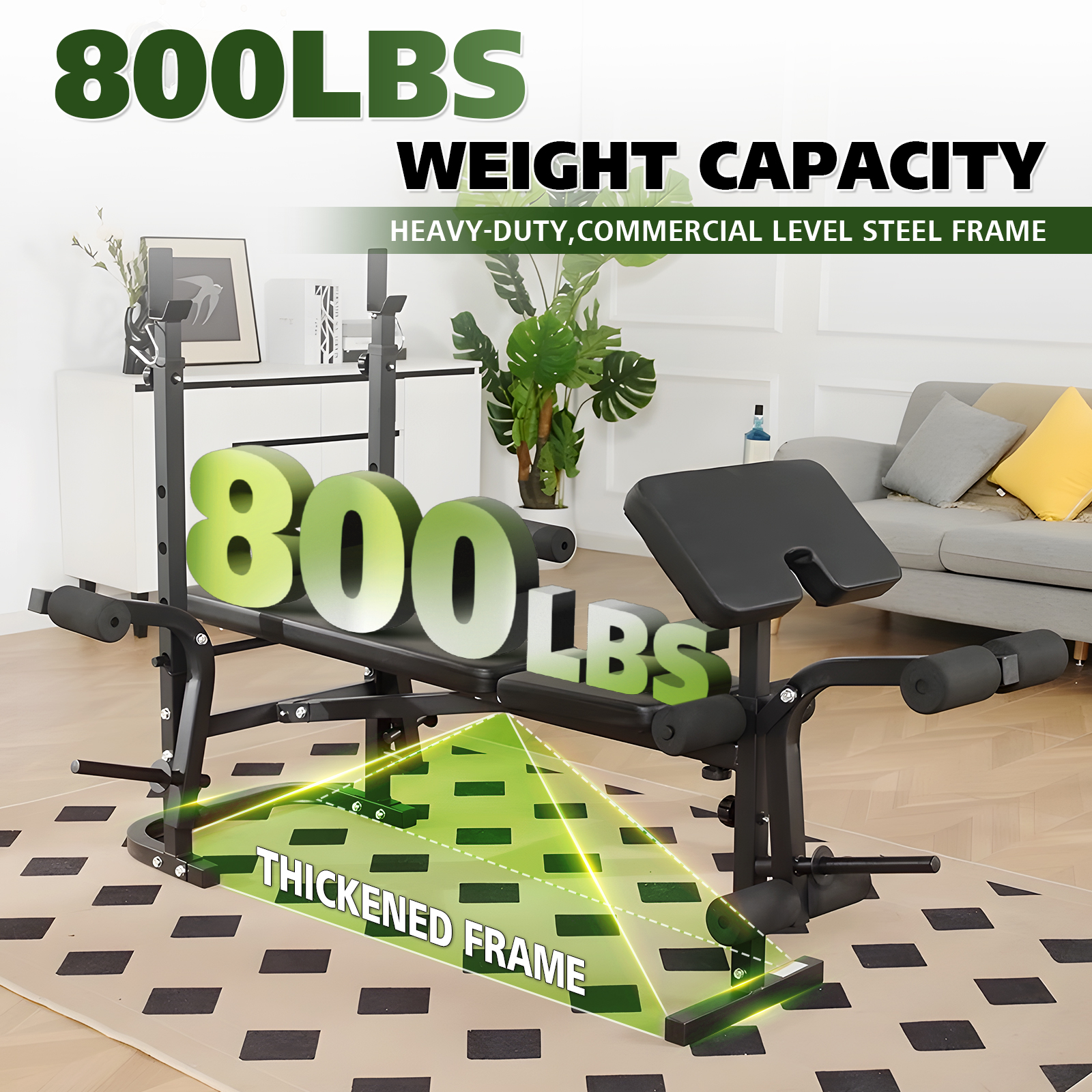 Mikolo 6-in-1 Weight Bench Set, 800 lbs Capacity photo 8