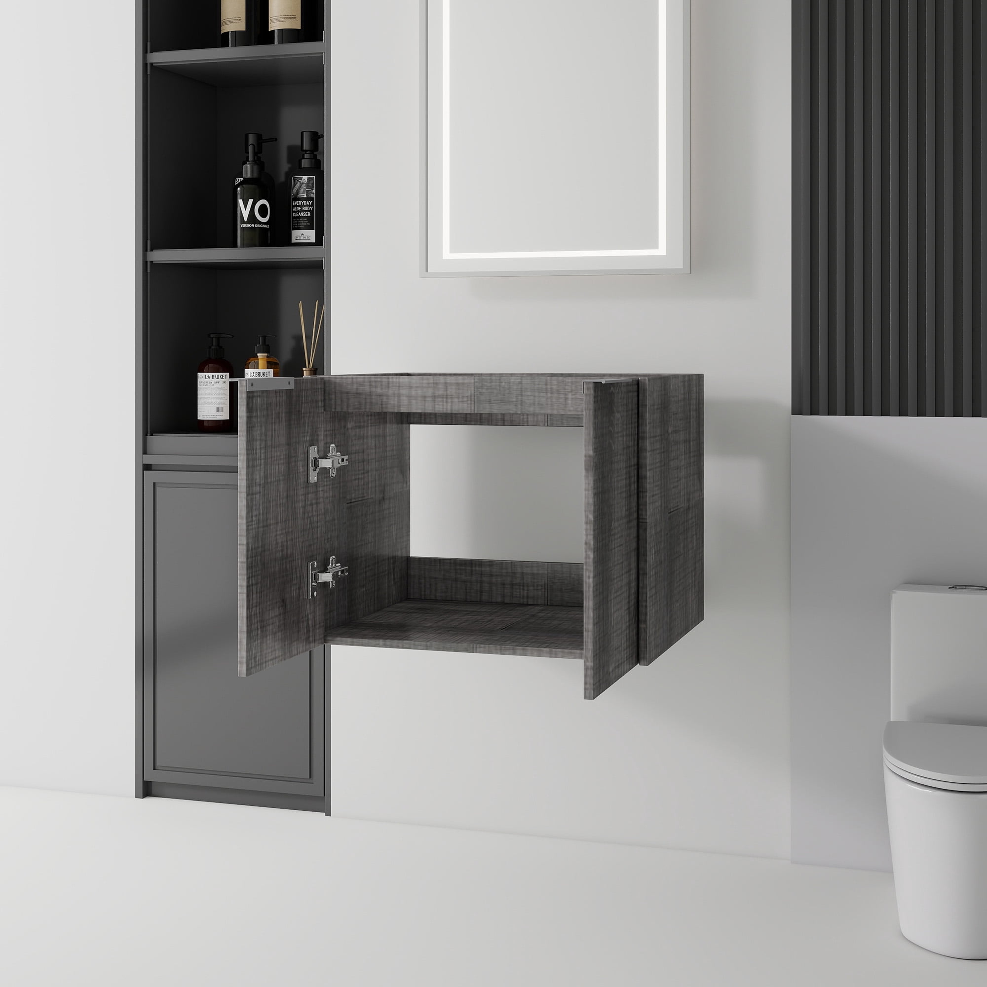 Leumius 24" Floating Bathroom Vanity Cabinet,Soft-Close Double Doors,Wall-Mounted,Cabinet Only,Grey