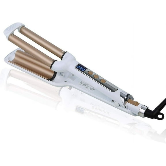 Ceramic Hair Crimper Iron Hair Waver 3 Barrel 0.6 inch / 16mm Perm Instant Curls Crimping Hair Curling Iron Valentines Day Gifts for Women Professional Crimping Iron