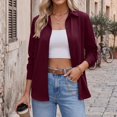 thumbnail image 5 of VJGBEGW Women Dressy Long Sleeve Button Down Shirts Business Casual Outfit Lightweight Blouse Tops Wine S, 5 of 5