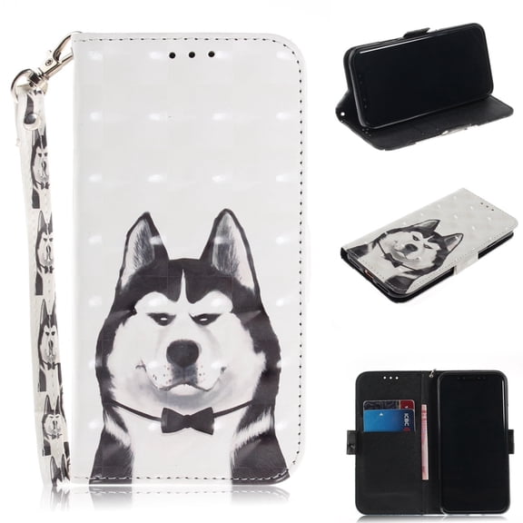 iPhone X 2017 Case, iPhone XS 2018 Case, Allytech 3D PU Leather Protective Cover & Pocket Lanyard Wallet with Cards Holder, Support Kickstand Slim Case for Apple iPhone X/ XS, Husky