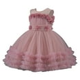 thumbnail image 1 of Princess Dress for Girls, Sleeveless Round-Neck Mesh Skirt with Ruffled Lace, Embroidery, Bow Accent, Lightweight Summer Party Dress, 1 of 8