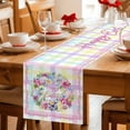 thumbnail image 5 of Happy Easter Table Runner 36 Inches, Spring Flower Pastoral Butterfly Colorful Stripes Bed Runner Dresser Scarves Tabletop for Indoor Outdoor Parties/Ceremony/Banquet, 13"x 36", 5 of 8