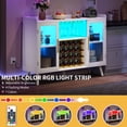 thumbnail image 2 of DWVO 53" Wine Bar Cabinet with Power Outlet, 2 Door Sideboard Storage Cabinet With RGB LED Lights, Wine Rack Glass Holder for Kitchen, Dining Room, Living Room, White, 2 of 9