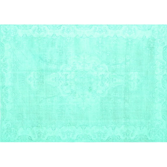 Ahgly Company Indoor Rectangle Persian Turquoise Blue Traditional Area Rugs, 3' x 5'