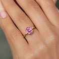 thumbnail image 3 of Gem Stone King 18K Yellow Gold Plated Silver Ring Oval Pink Moissanite and Diamond White (2.85 Cttw, Size 7), 3 of 4