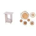 thumbnail image 1 of Mesita De Noche Tejida En Ratán Con Decoración Para Colgar En La Pared. Práctica Mesa Esquinera Para Hotel, Cafetería, Pasillo, Sala De Estar, Balcón, Salón De Té, Dormitorio O Porche., 1 of 8
