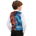 thumbnail image 2 of Garronmavis Ice and Fire Boys Suit Vest Warm Dinosaur V Neck Adjustable Back Strap Vests Lightweight Sleeveless Slim Fit Casual Vests Outfit Fashion Boy's 3 Button Formal Suit Vest, 2 of 7