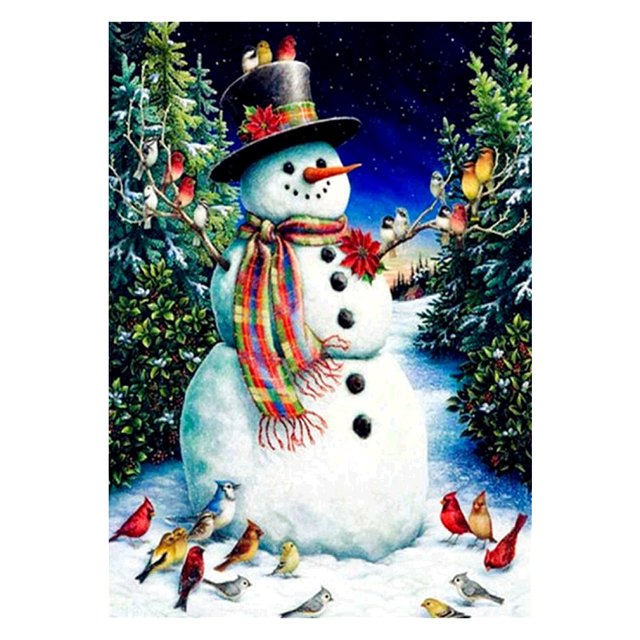 Taladro pintura de diamante FLhrweasw 5D DIY completo Navidad muñeco de nieve 40x50cm