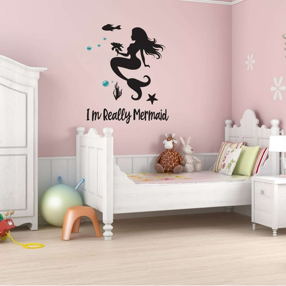 I'm Really Mermaid For The Sea Mermaid Ocean Sea Animals Creatures Princess Queen Sweet Dreams Bedtime Unicorn Lovely Dear Dream Decorating Ideas Wall Decal Sticker - Size: 32 In X 40 In