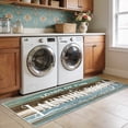 thumbnail image 3 of Findosom 2'x6' Farmhouse Laundry Rug Floor Mat,Non Slip Laundry Room Runner Rug with Rubber Backing Washable Indoor Floor Area Rug for Kitchen Laundry Bathroom Hallway Entryway,Blue, 3 of 6