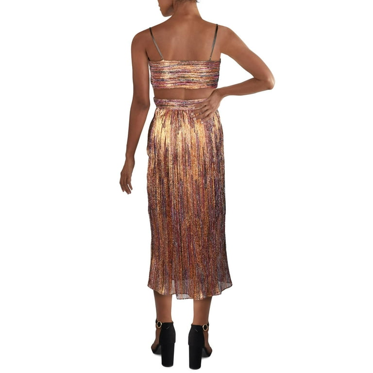 AIDAN MATTOX outlet Metallic knitted maxi dress