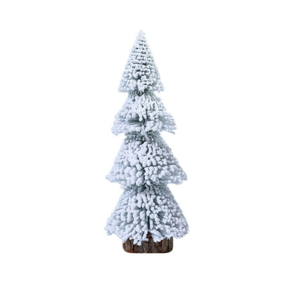 Miniature Flocked Christmas Tree with Wooden Base | Realistic Snow-Covered Holiday Decor for Tabletop Display, Winter Village Scenes & Home Decoration | 1 Piece