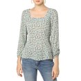 thumbnail image 3 of Allegra K Women's Floral Square Neck Long Sleeves Tie Waist Blouse, 3 of 7