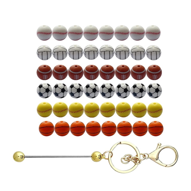 49x Fabricación de joyas de silicona Espaciador suelto Cuenta Fútbol Béisbol Softball Voleibol para manualidades DIY Hallazgos de joyería Sunnimix Espaciador de cuentas sueltas