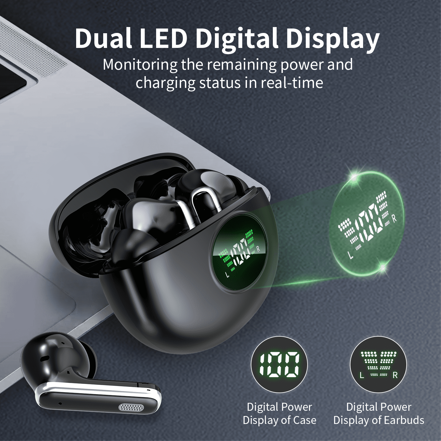 AI Language Translation Earbuds, Bluetooth 5.4 Headphones Translator for 144 Languages & Accents,IP7 Waterproof Earphones with 4 ANC Mic,Black