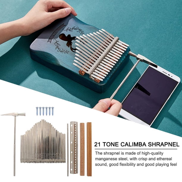 Juego de piezas Kalimba Juego de piezas de bricolaje Kalimba Mbira de 21 teclas martillo de afinación de metralla piezas musicales FLhrweasw Nuevo
