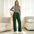 thumbnail image 5 of Lumtrix Womens Straight Leg Baggy Sweatpants | High Waisted Loose Fit Track Pants with Pockets, Soft Comfy, Casual Lounge & Travel Fall Winter Slacks Dark Green 2XL, 5 of 7