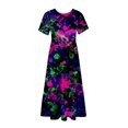 thumbnail image 5 of Qiopertar Robe d'Été Décontractée à Manches Courtes Col Rond Robe Maxi Fluide à Volants de Plage avec Poches Robe à Imprimé Dégradé Grandes Économies de Vacances! jusqu'à 90 % de Réduction, 5 of 5