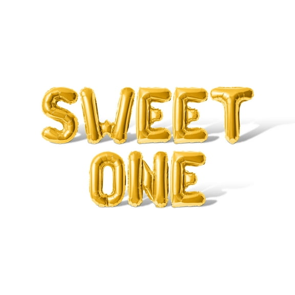 Letter Balloons - SWEET ONE 16" Inch Alphabet Letters Foil Mylar Balloon Birthday Party Banner (Gold)