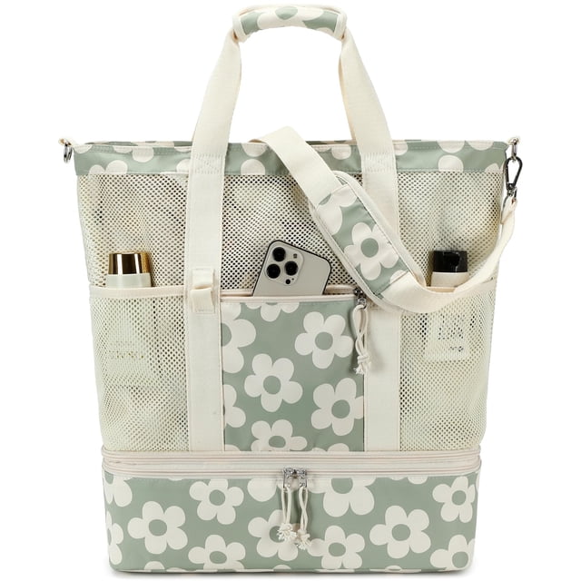 Bolsa de playa de malla Bluboon con compartimento de refrigeración para mujer