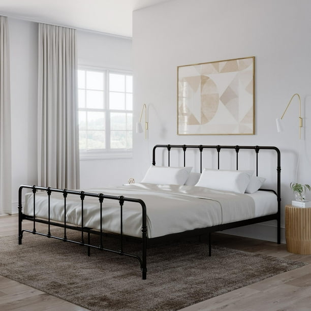 Mainstays Farmhouse Metal Bed King, How To Put King Size Metal Bed Frame Together