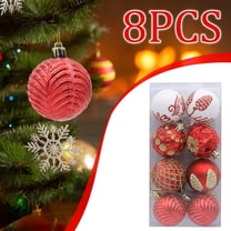 Axiiglly 8Pcs Christmas Balls Ornaments, 2.36" Shatterproof Christmas Balls, Multi-Pattern Painted Xmas Hanging Balls for Christmas Trees Decorations, Home Holiday Party Indoor Outdoor Decor-Red