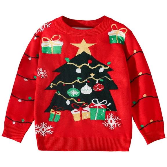 Jkety Boys Holiday Sweater Kids Boys Girls Christmas Sweaters Holiday Unisex Sweater Crewneck Xmas Party Knit Reindeer Snowflakes Pullover Black,3-4 Years