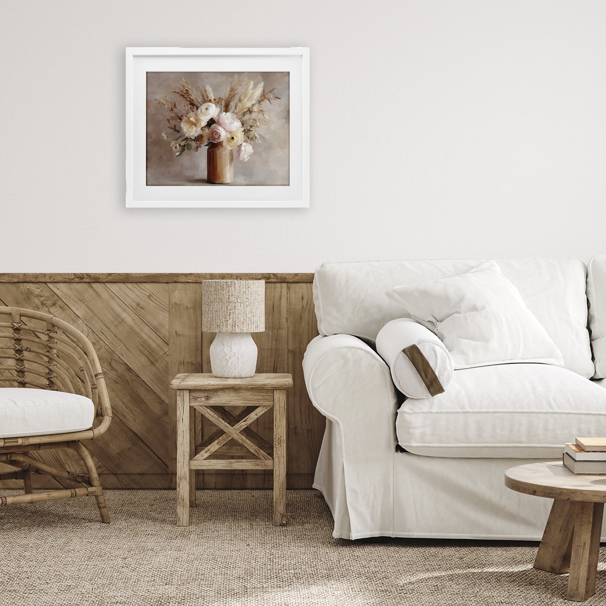 Stupell Industries Elegant Wheat Bouquet in Vase White Framed Print Under Glass, design by Franklyn Gregory
