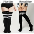 thumbnail image 5 of Plus Size Thigh High Socks Womens Over the Knee Leg Warmer Thighhighs Widened Extra Long Striped Thick Knit Boot Socks for Women, 5 of 7
