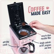 Nostalgia Retro Coffee Maker, 12-Cup Programmable Vintage Coffee Machine with Anti-Drip Carafe, Pink