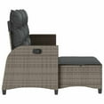 thumbnail image 6 of vidaXL Reclining Patio Sofa with Cushions L-shaped Gray Poly Rattan, 6 of 12