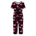 thumbnail image 6 of Garbnen Valentine Pajama Set Women V Neck Short Sleeve Sleepwear Top and Capri Pjs Heart Print Sleepwear 2 Piece Pjs with Pockets, 6 of 7
