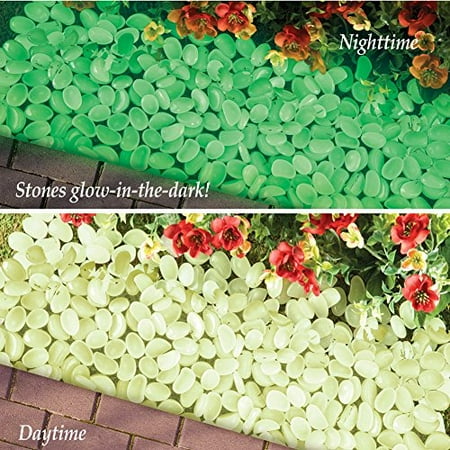 100 Pc Glow in the Dark Stone Pebble Garden Path Outdoor Pathway Trail Flowerbed Walkway Edging Border Yard Decor