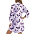 thumbnail image 2 of Xoenoiee Purple Butterfly Print Womens Swimsuit Cover Up Shirt Button Down Long Sleeve Bathing Suit Coverups Button Cuffs Beach Coverup with Pockets, Size S, 2 of 7