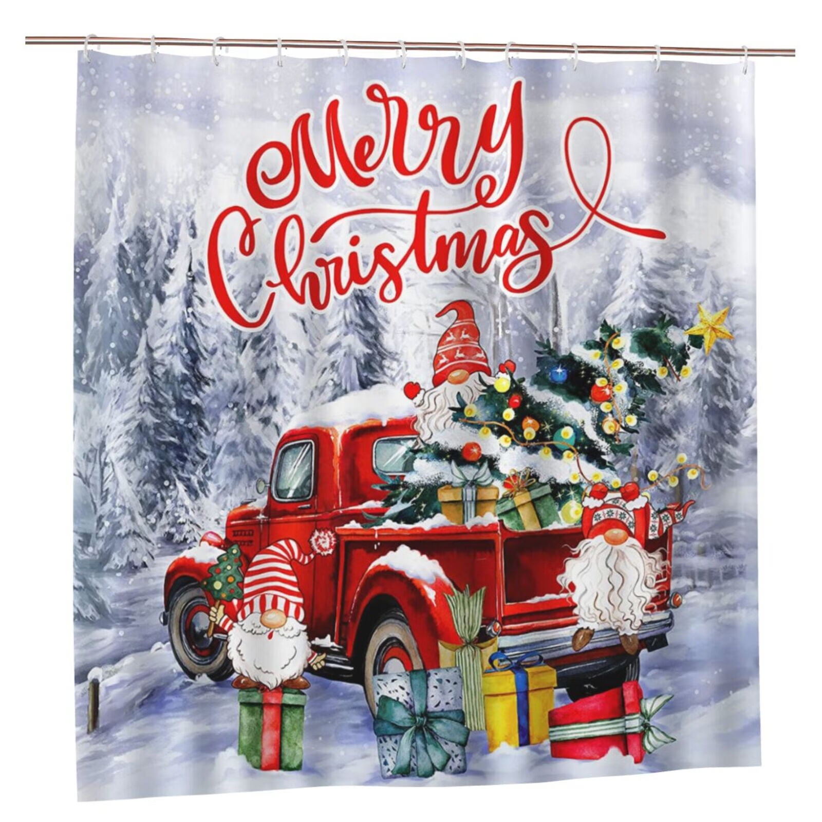JOOCAR Christmas Shower Curtains for Bathroom, Gnome Christmas Shower