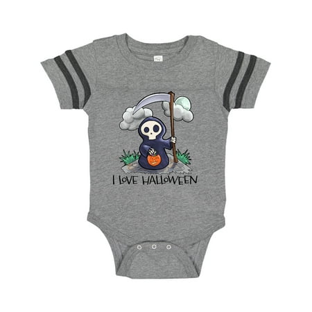 

Inktastic I Love Halloween with Cute Trick or Treating Grim Reaper Gift Baby Boy or Baby Girl Bodysuit