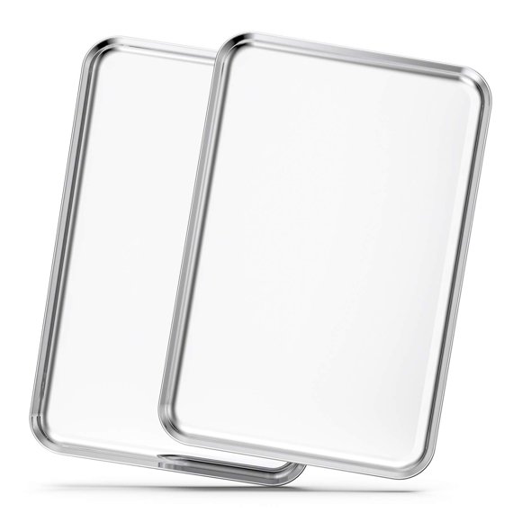 Bandejas para hornear Juego de 2 Bastwe Bandejas para hornear de acero inoxidable de 20 pulgadas Saludables, no tóxicas, inoxidables, fáciles de limpiar y aptas para lavavajillas
