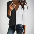 thumbnail image 2 of hotojiny Womens Tops V Neck Long Sleeve Casual Shirts Color Block Knit Comfy Pullover Blouses Fall Fashion Tunics Tees, 2 of 5