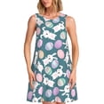 thumbnail image 1 of Easygdp Cute Rabbit Easter para Vestido Transpirable de Mujer, Vestido Suelto de Manga Corta con Pliegues y Bolsillos para el Verano, 1 of 7