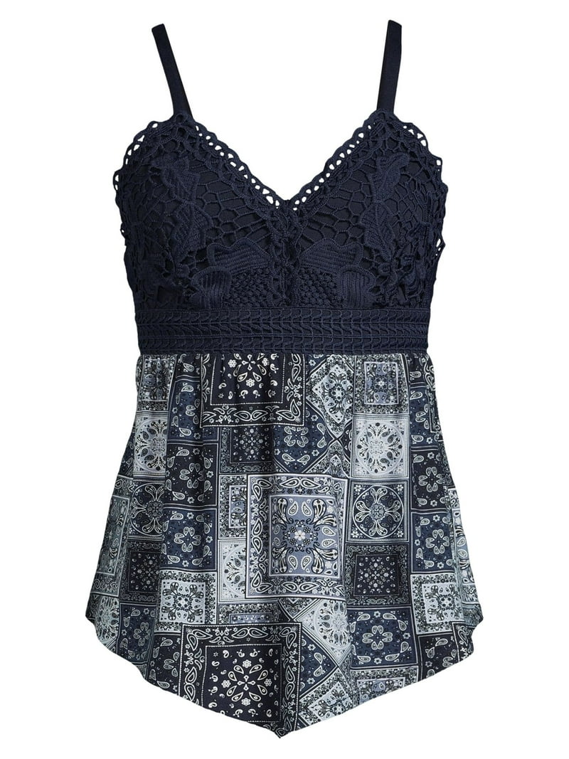 No Boundaries Juniors' Lace Babydoll Top - Walmart.com