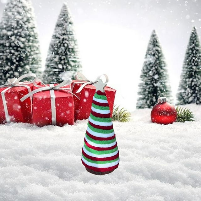 SouMaox Mini Christmas Tree Tabletop Stand Rope Textured Holiday Ornament Festive Scene Tray Decor for Home Office Desktop Mantelshelf
