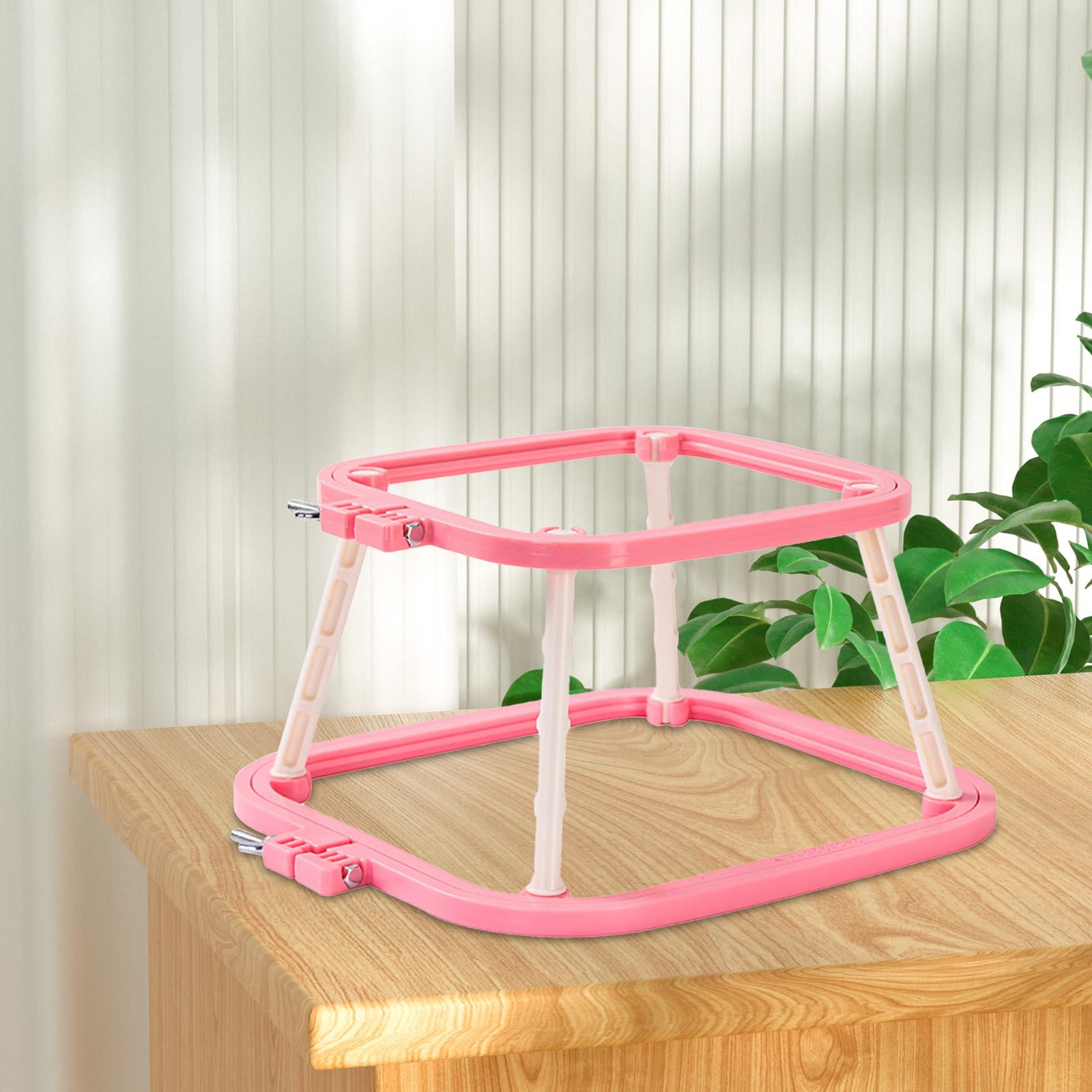 perfeclan Cross Stitch Rack Embroidery Frame Lap Stand Double Layer Art Crafts Stitching DIY Hands Embroidery Hoop Desktop red