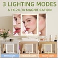 thumbnail image 5 of HIGDBFE Small Makeup Vanity Desk with Lighted Mirror, 3 Fabric Drawers and Height-Adjustable Stand, White Vanity for Bedroom and Small Spaces,35.4" W, 5 of 8