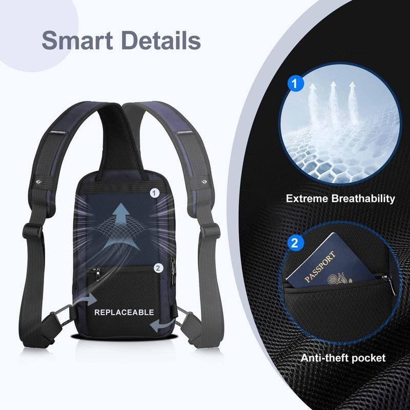 HEROIC KNIGHT Sling Bag for Men Crossbody Backpack for Travel Work College Waterproof, Blue